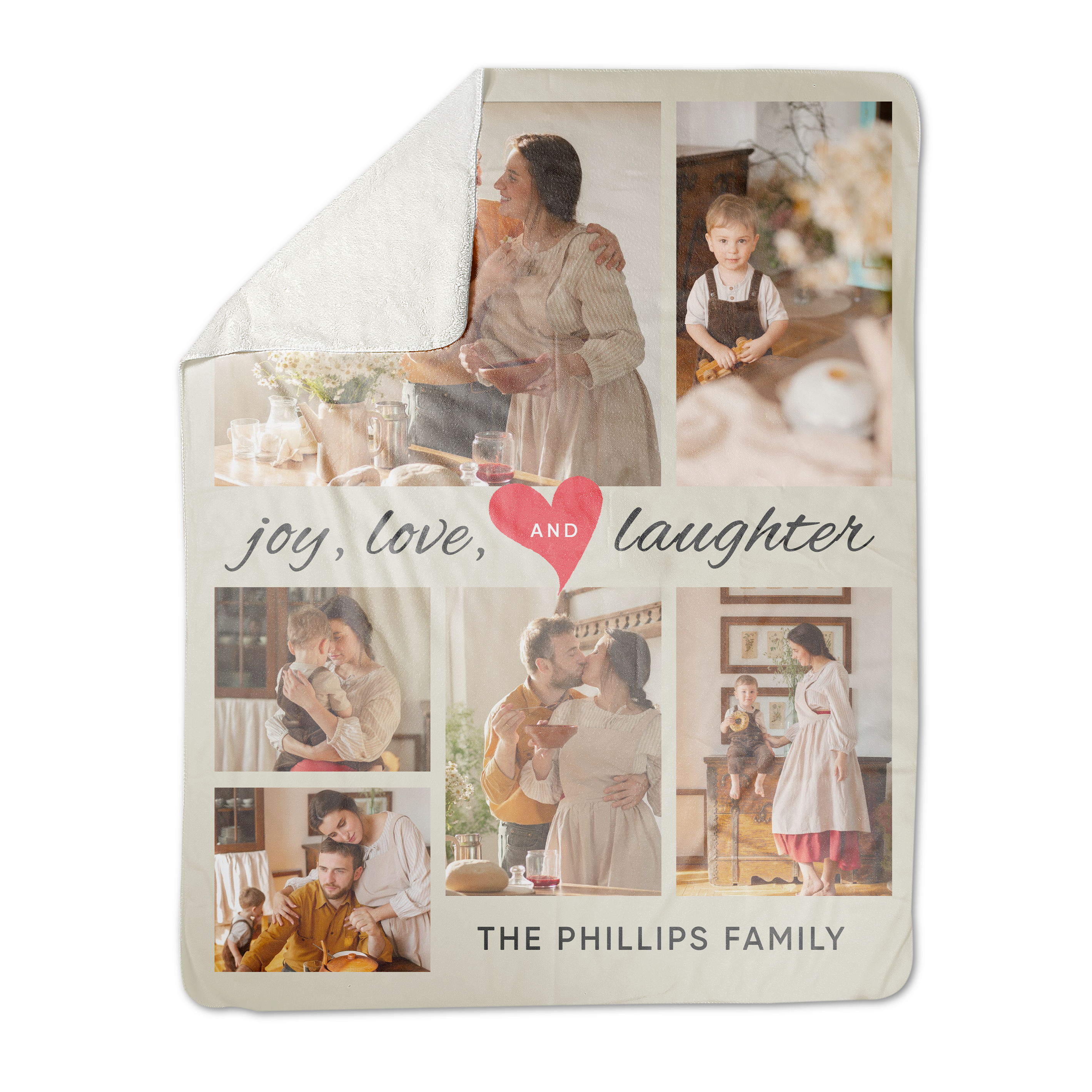 Custom Joy Love Laughter Premium Fleece Photo Blanket