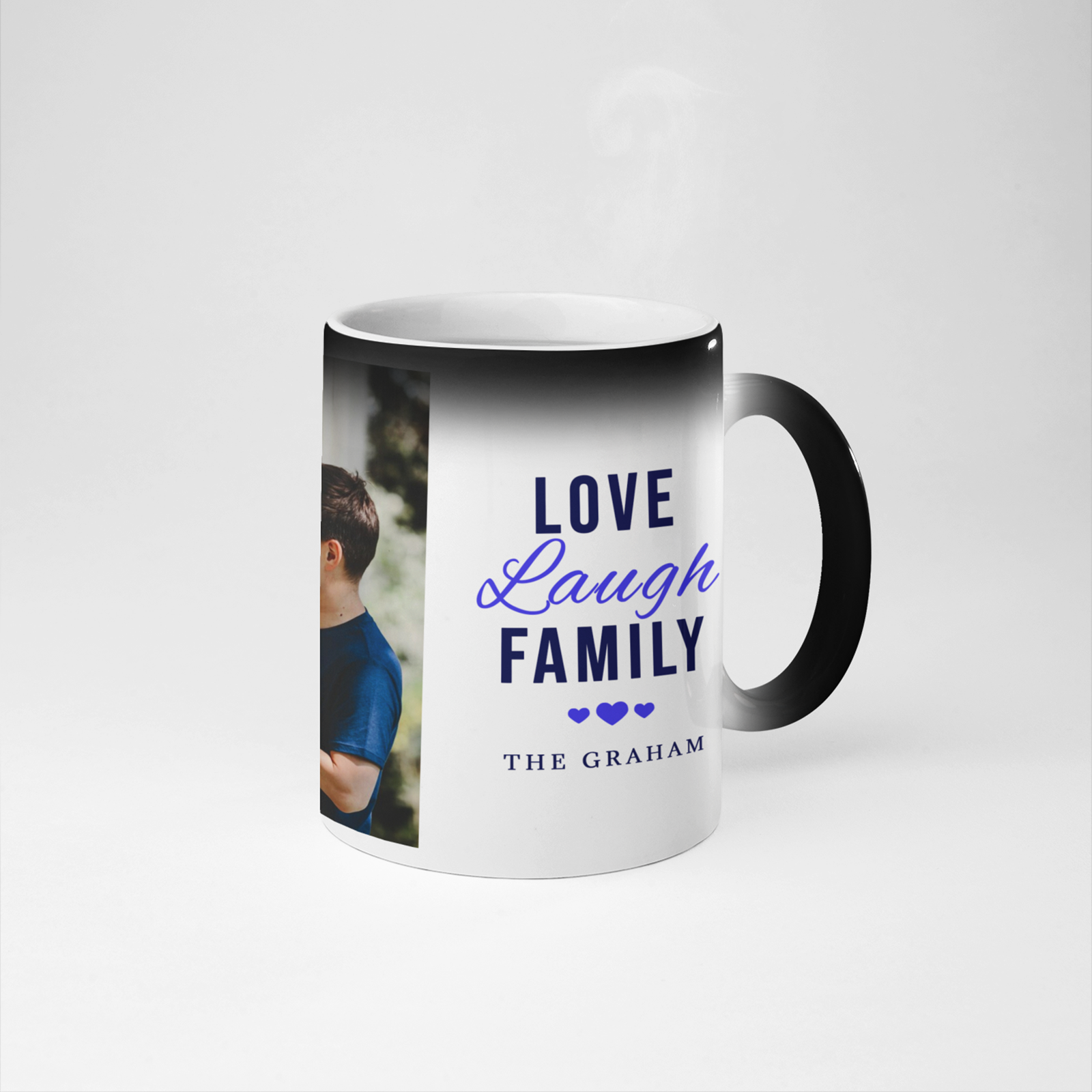 Custom Love Laugh Family Heat Activated Magic Mug