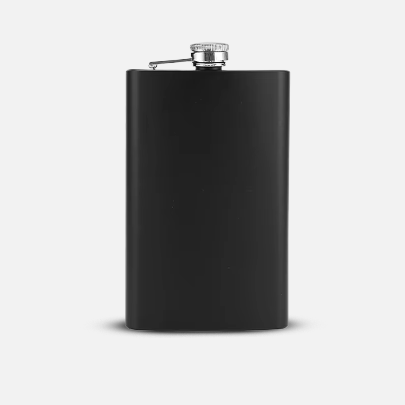 Custom Logo Matte Black Hip Flask
