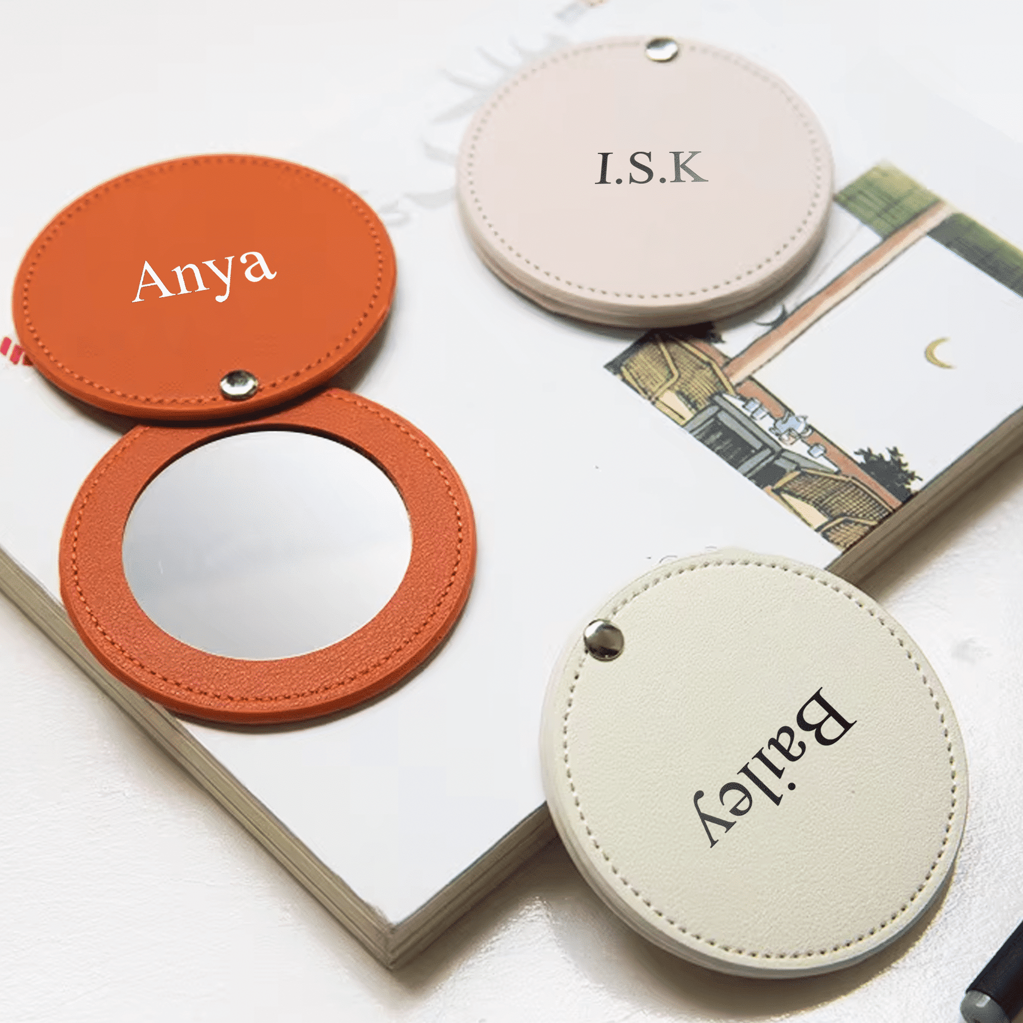 Leather Travel Makeup Mirror