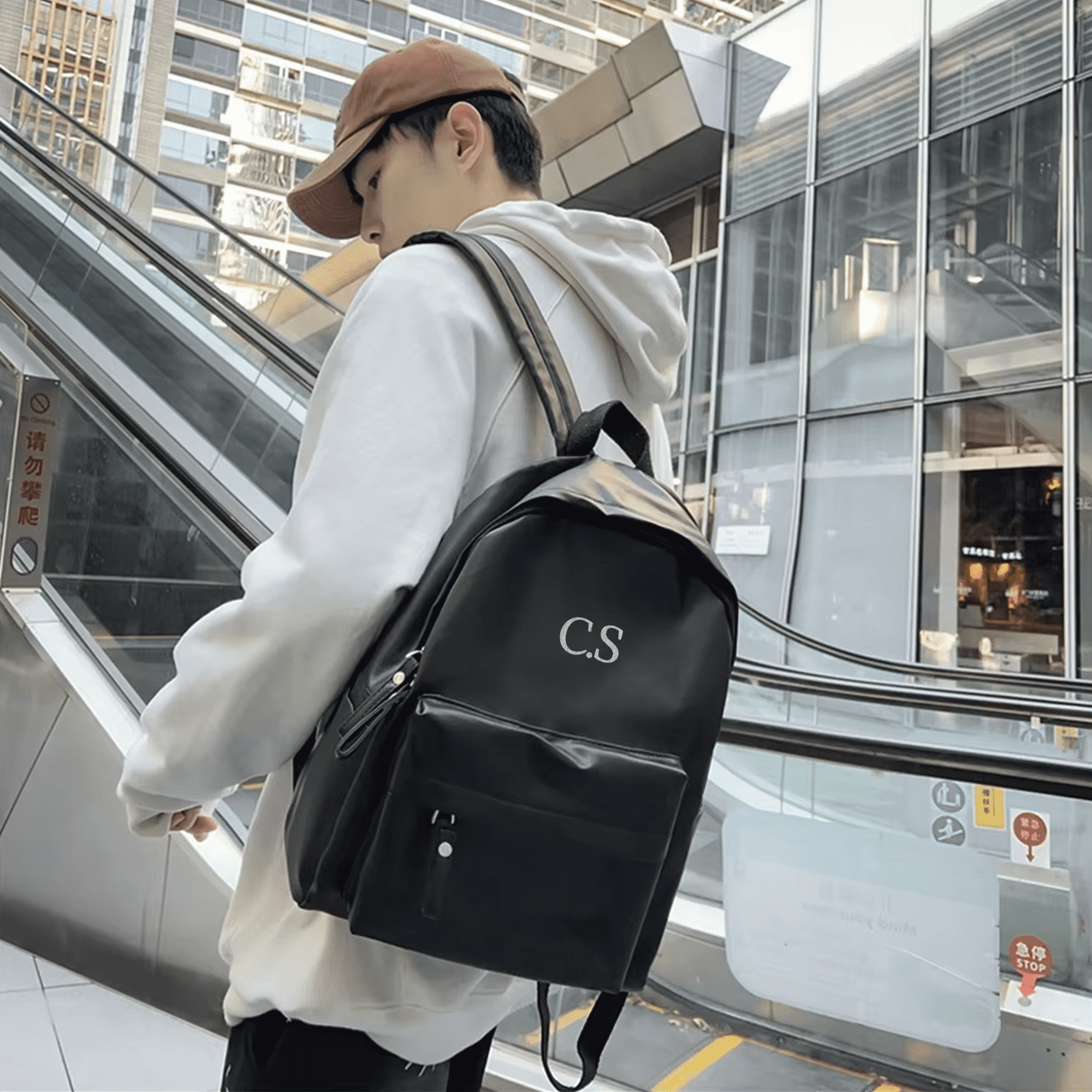 Embroidered PU Backpack