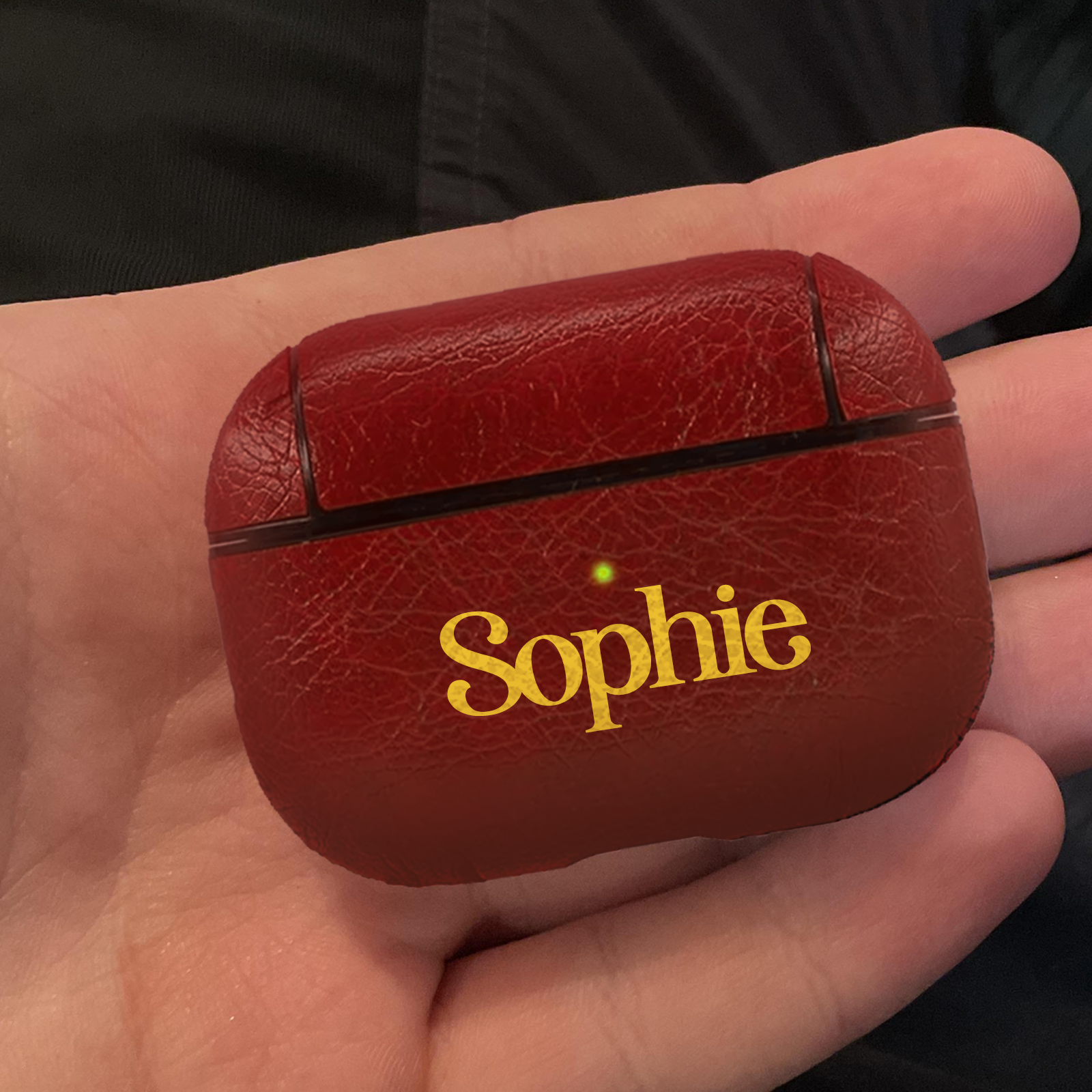 Custom Name Leather Airpods Case