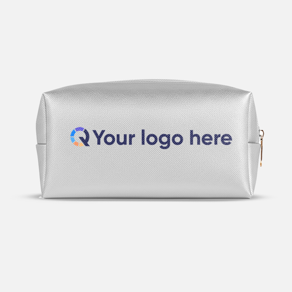 Custom Logo Striped Leather Cosmetic Bag