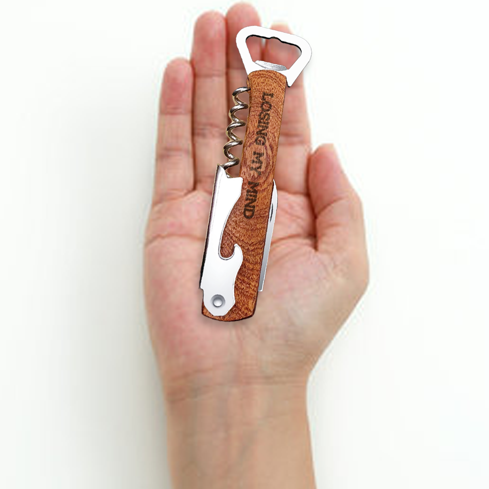 Custom Wooden Wine and Beer Opener With Logo