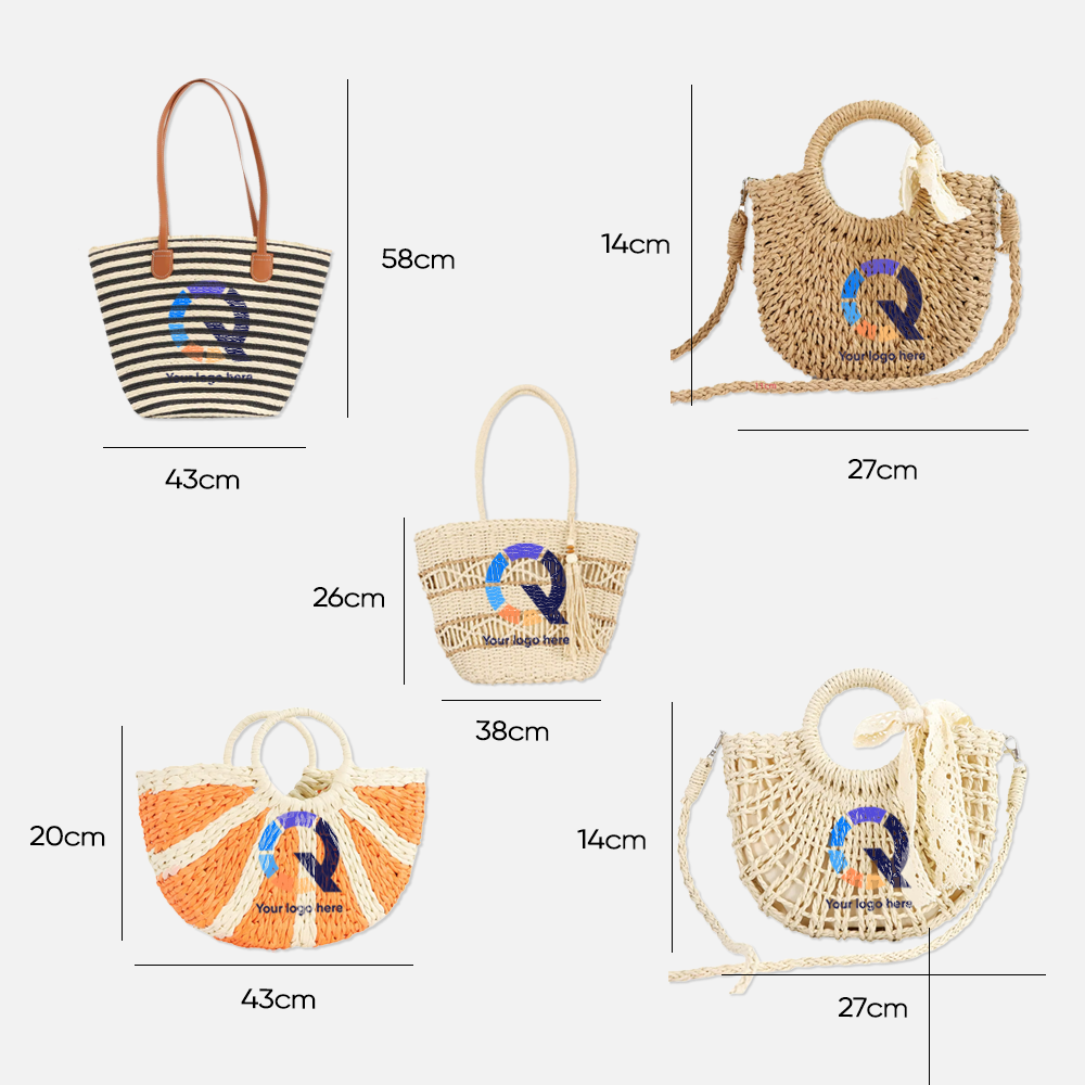 Custom Branded Crochet Straw Beach Bag