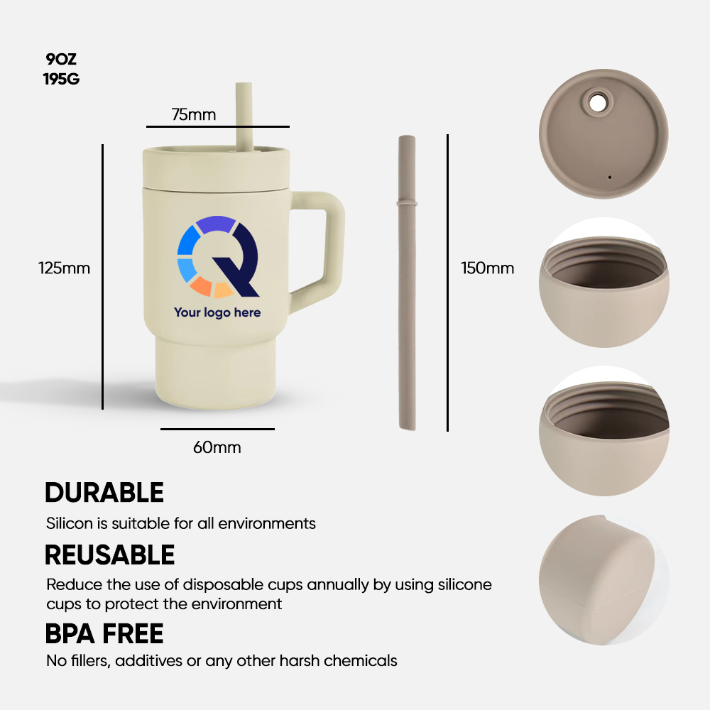 Custom 9oz Silicone Sippy Cup With Handle