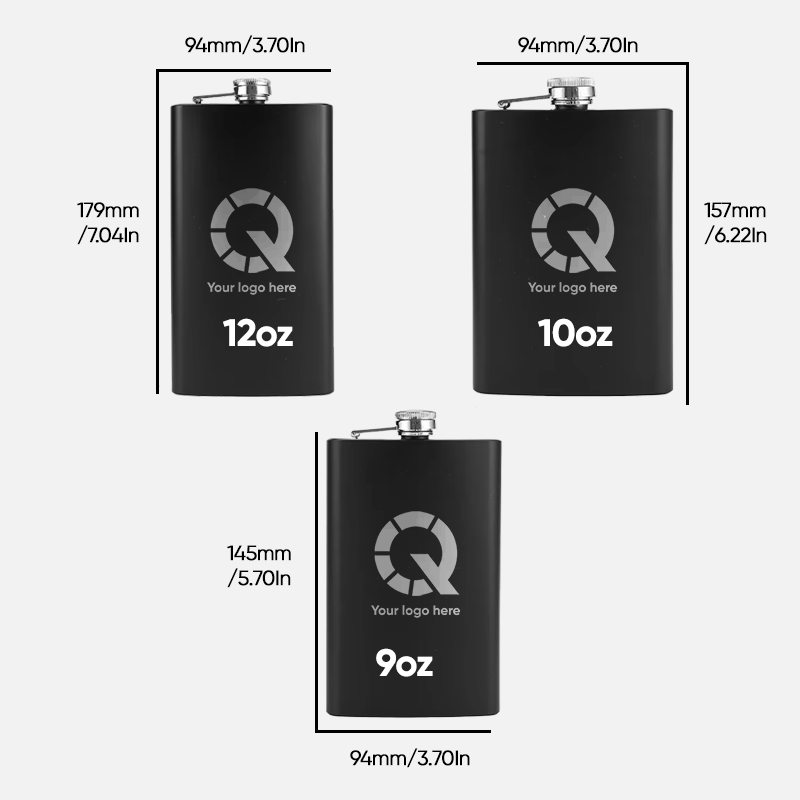 Custom Logo Matte Black Hip Flask