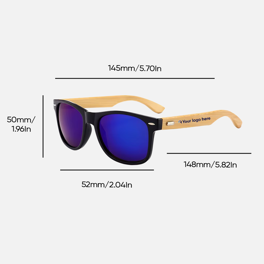 Branded Unisex Bamboo Temple Sunglasses