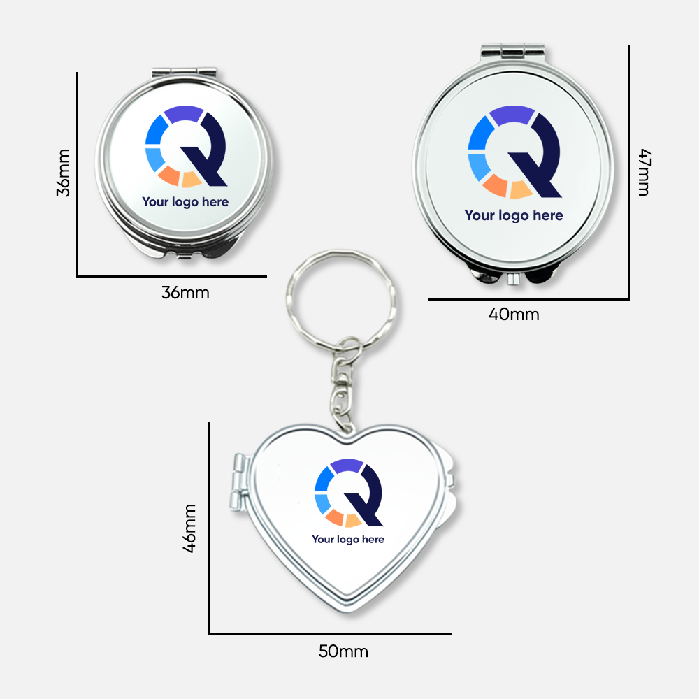Custom Logo Mini Heart Pocket Mirror Keychain