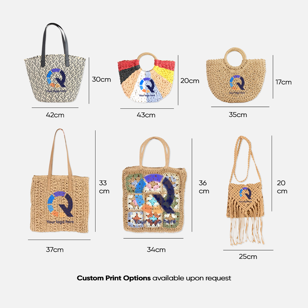 Custom Branded Crochet Straw Beach Bag