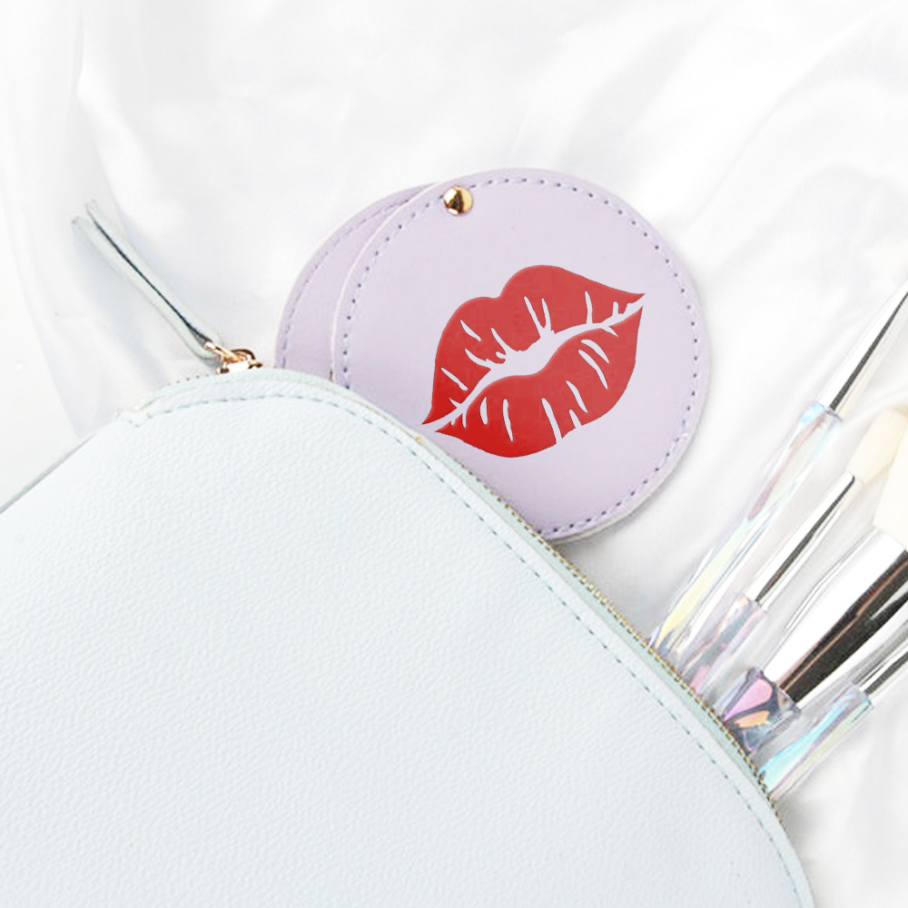 Custom Logo Rotatable Leather Compact Mirror