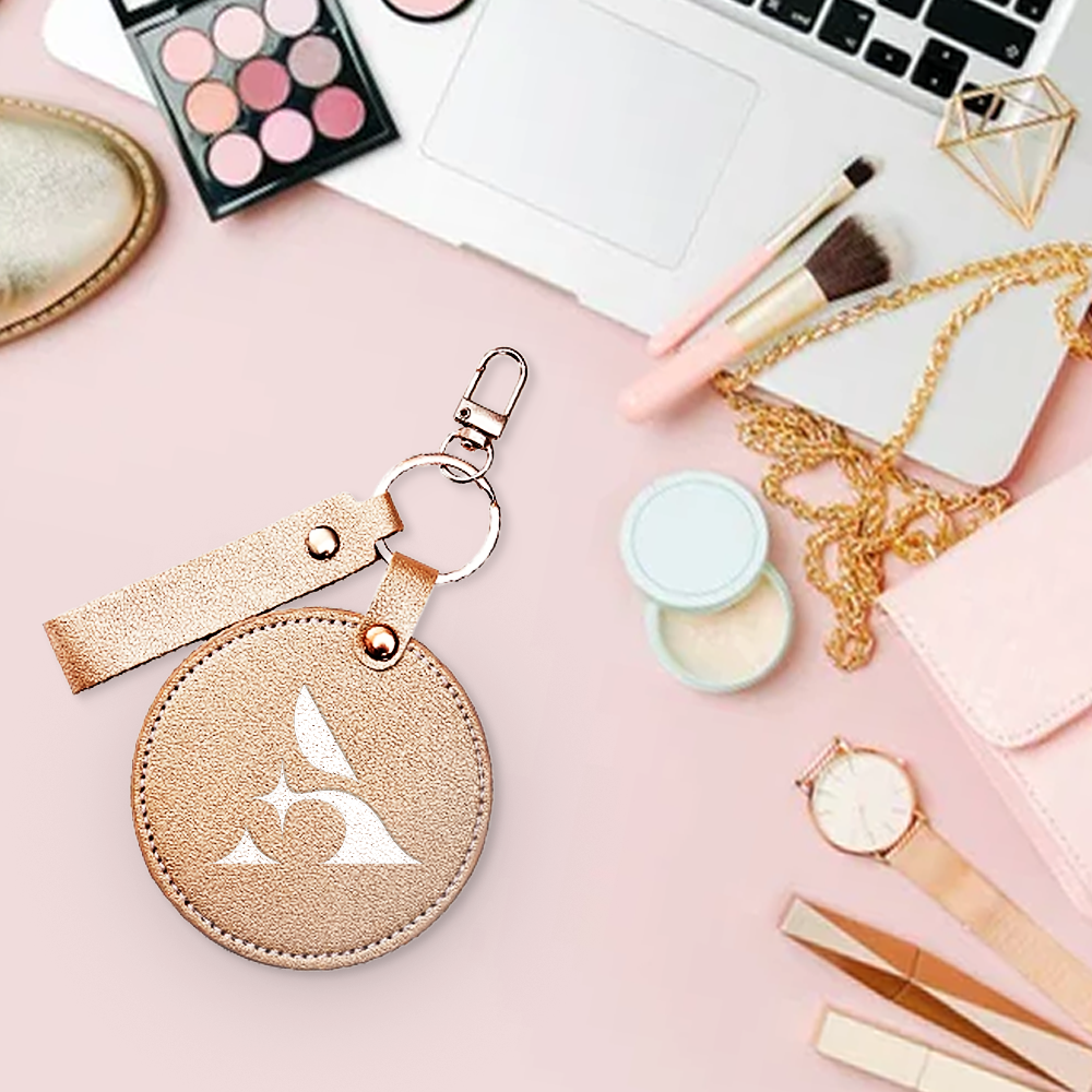Custom Logo Compact Pocket Mirror Keychain