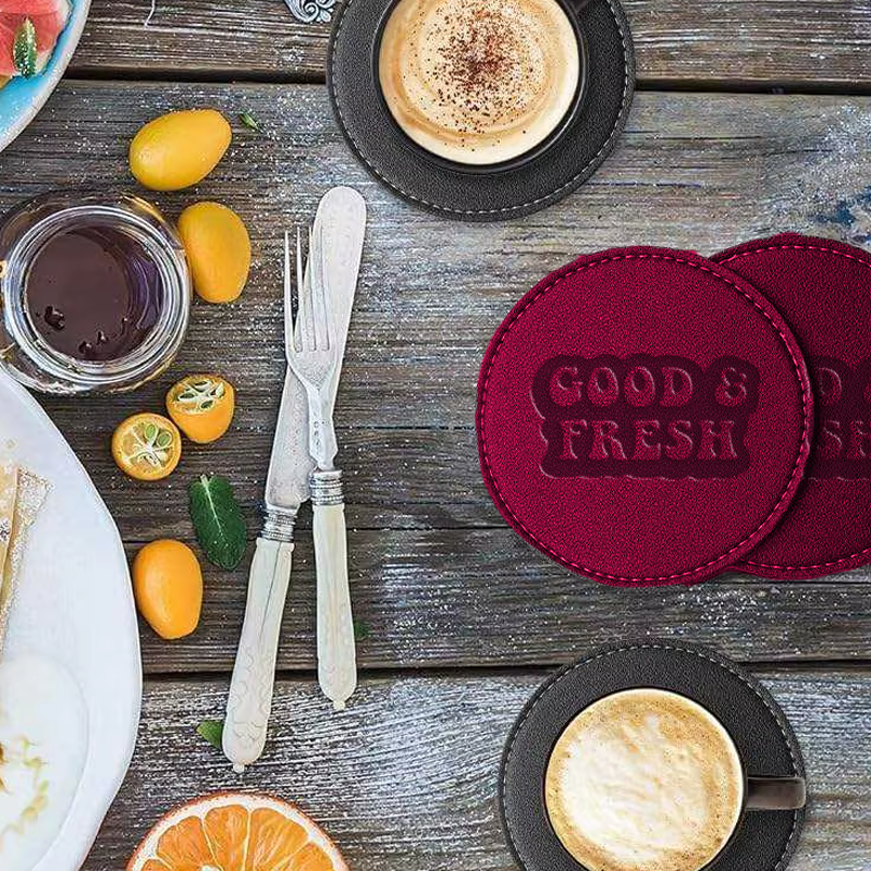 Custom PU Leather Logo Coasters