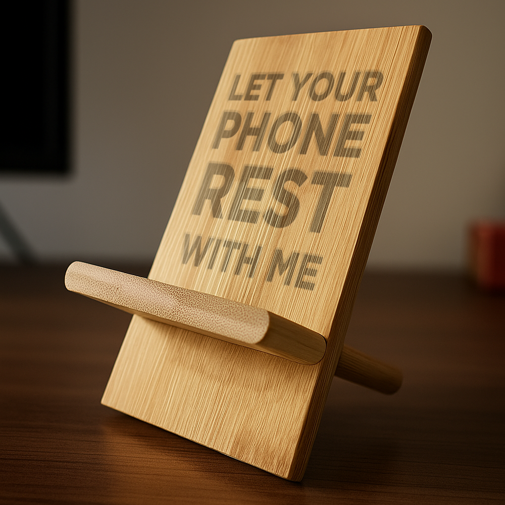 Custom Logo Bamboo Phone Stand