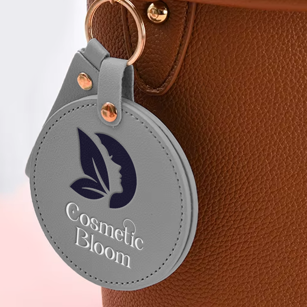 Custom Logo Compact Pocket Mirror Keychain
