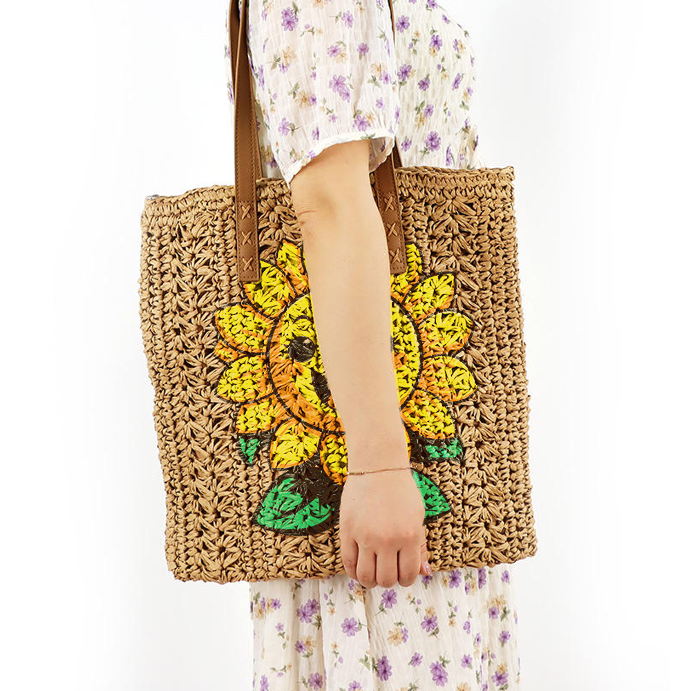 Custom Branded Crochet Straw Beach Bag