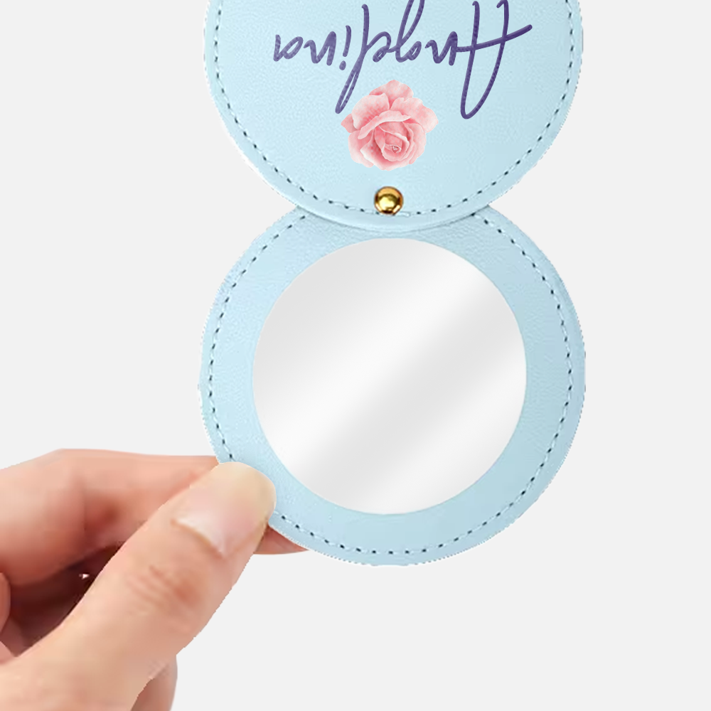 Custom Logo Rotatable Leather Compact Mirror