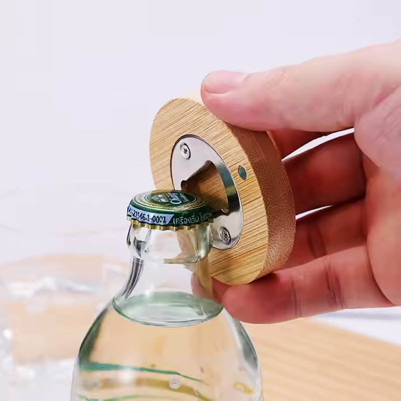 Custom Logo Wooden Coaster Bottle Opener