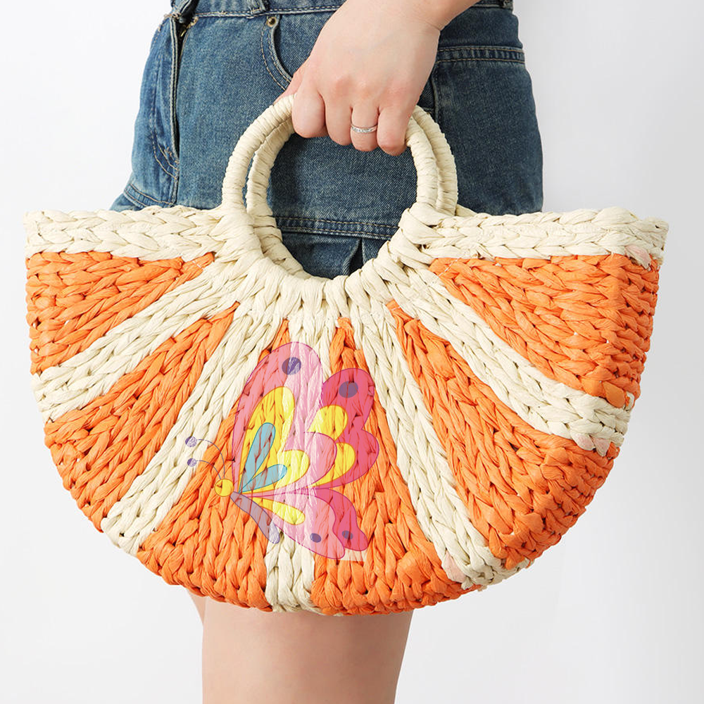 Custom Branded Crochet Straw Beach Bag