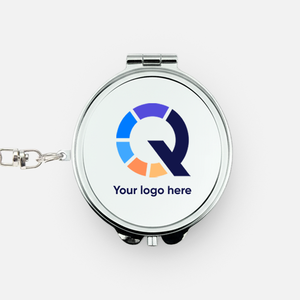 Custom Logo Mini Heart Pocket Mirror Keychain