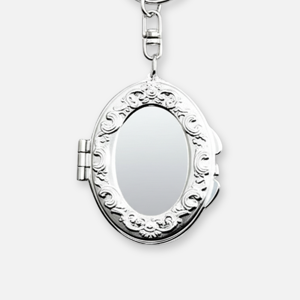 Custom Logo Mini Heart Oval Metal Pocket Mirror, Blank Keychain Makeup Mirror, Small Size Keyring Mirror for Personalization