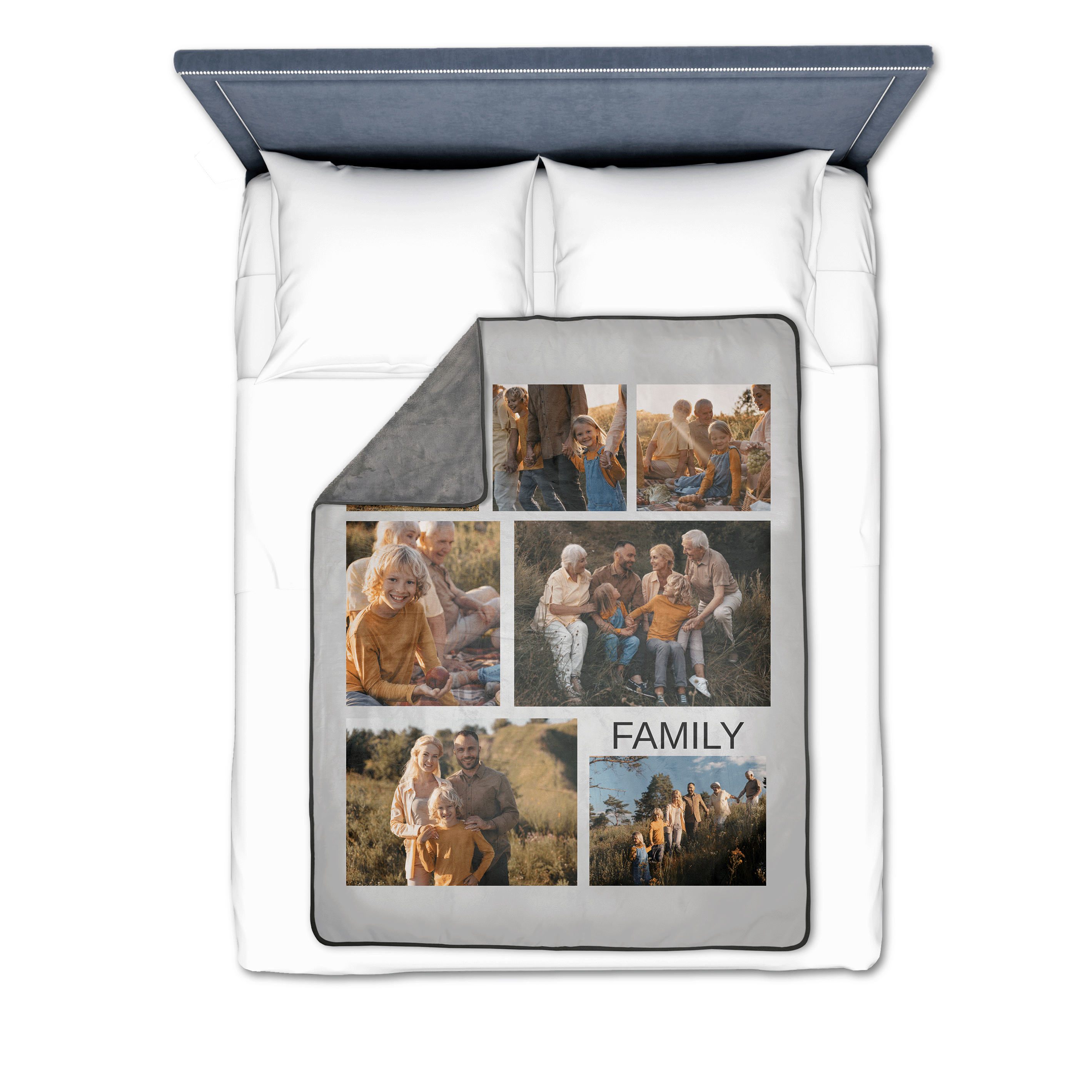 Seven Photo Gallery with Text Premium Fleece Photo Blanket