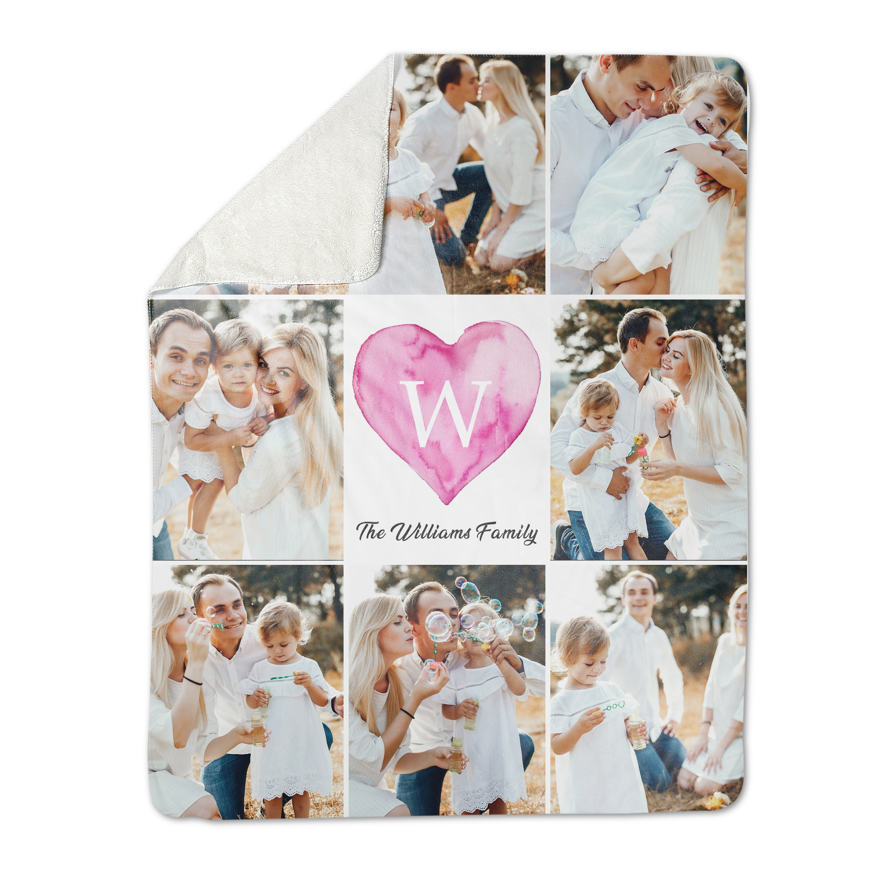 Heart Monogram Collage Premium Fleece Photo Blanket