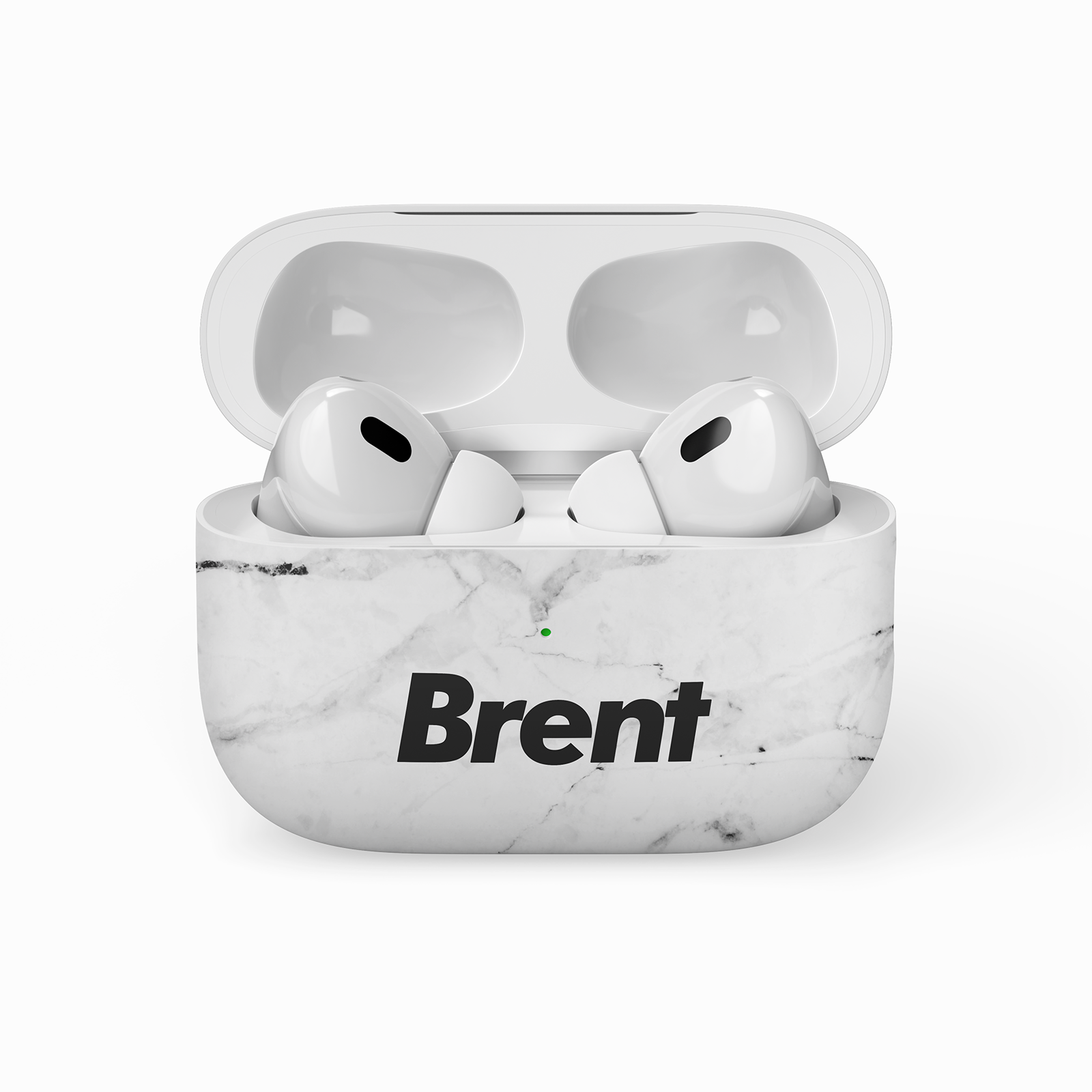 White Marble Editable Text All Over Print Airpods Case