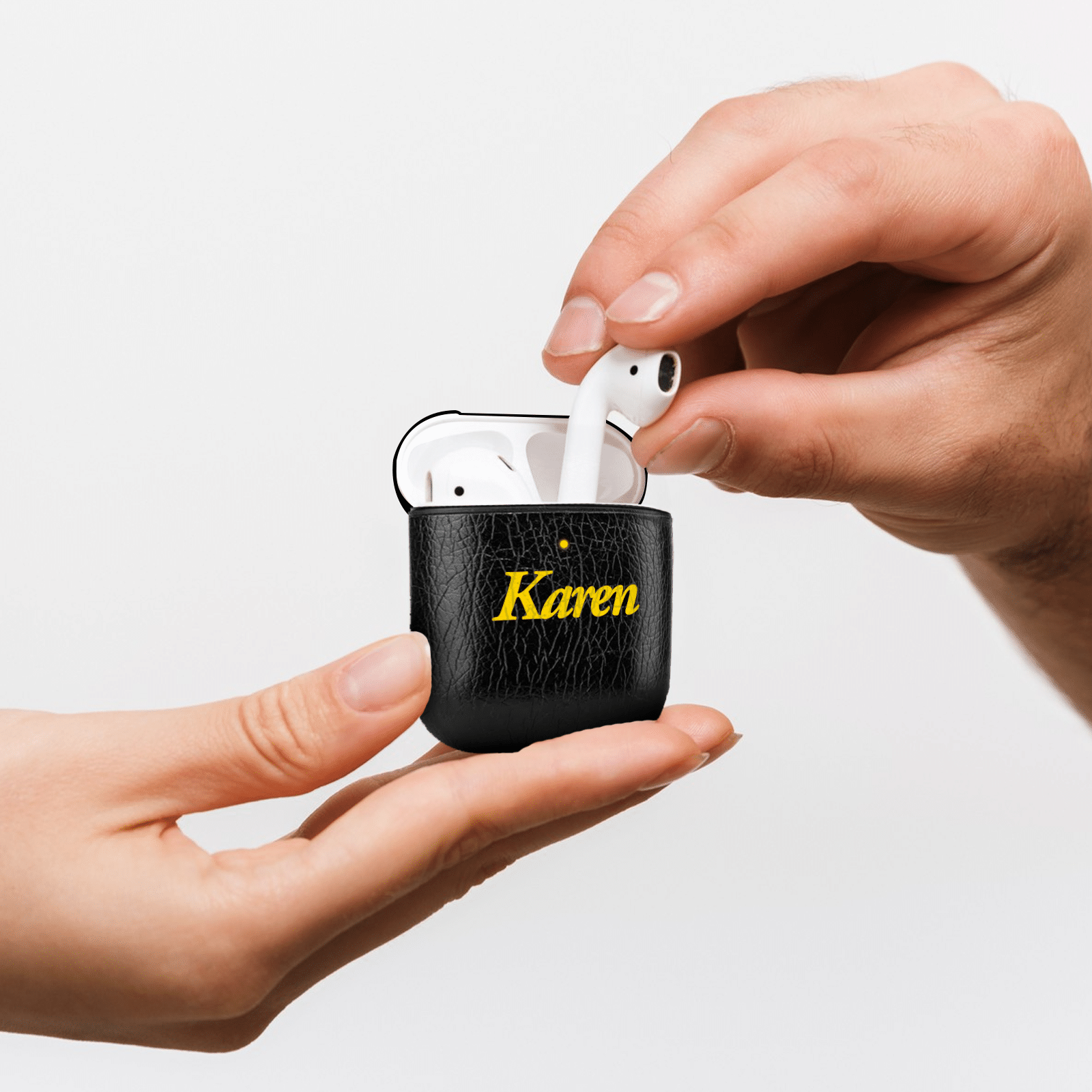 Name Leather Airpods Case