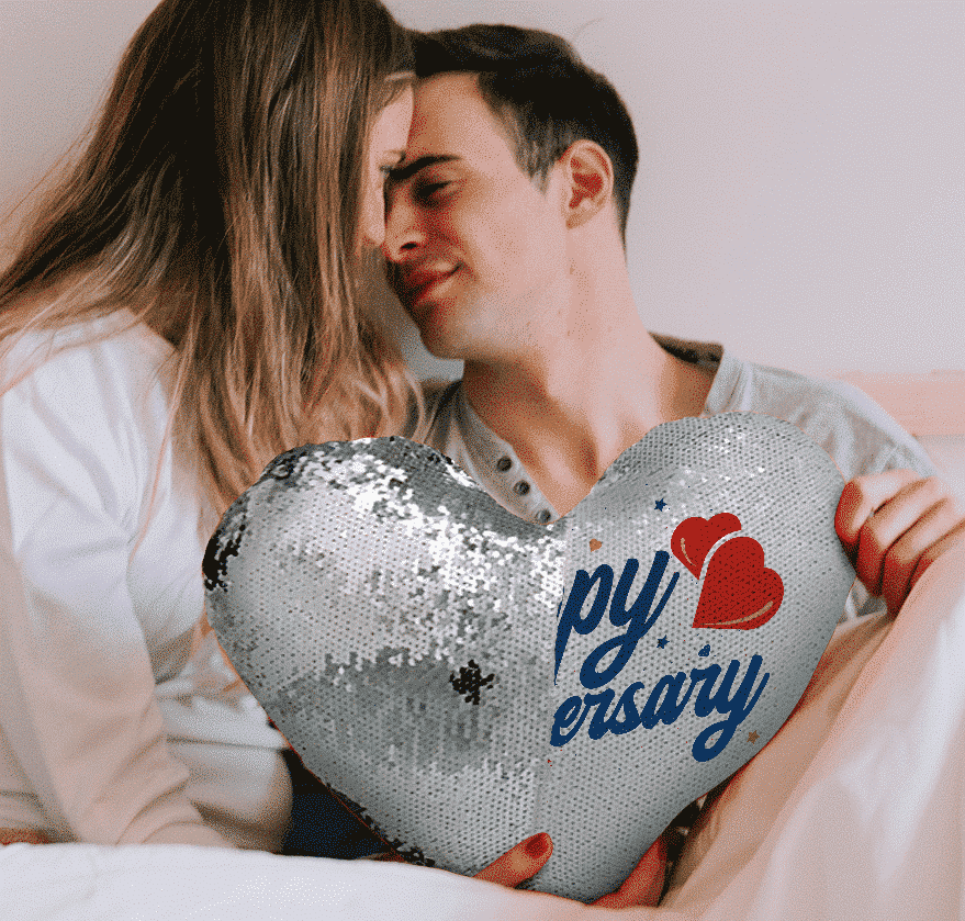 Heart Shaped Sequin Pillow
