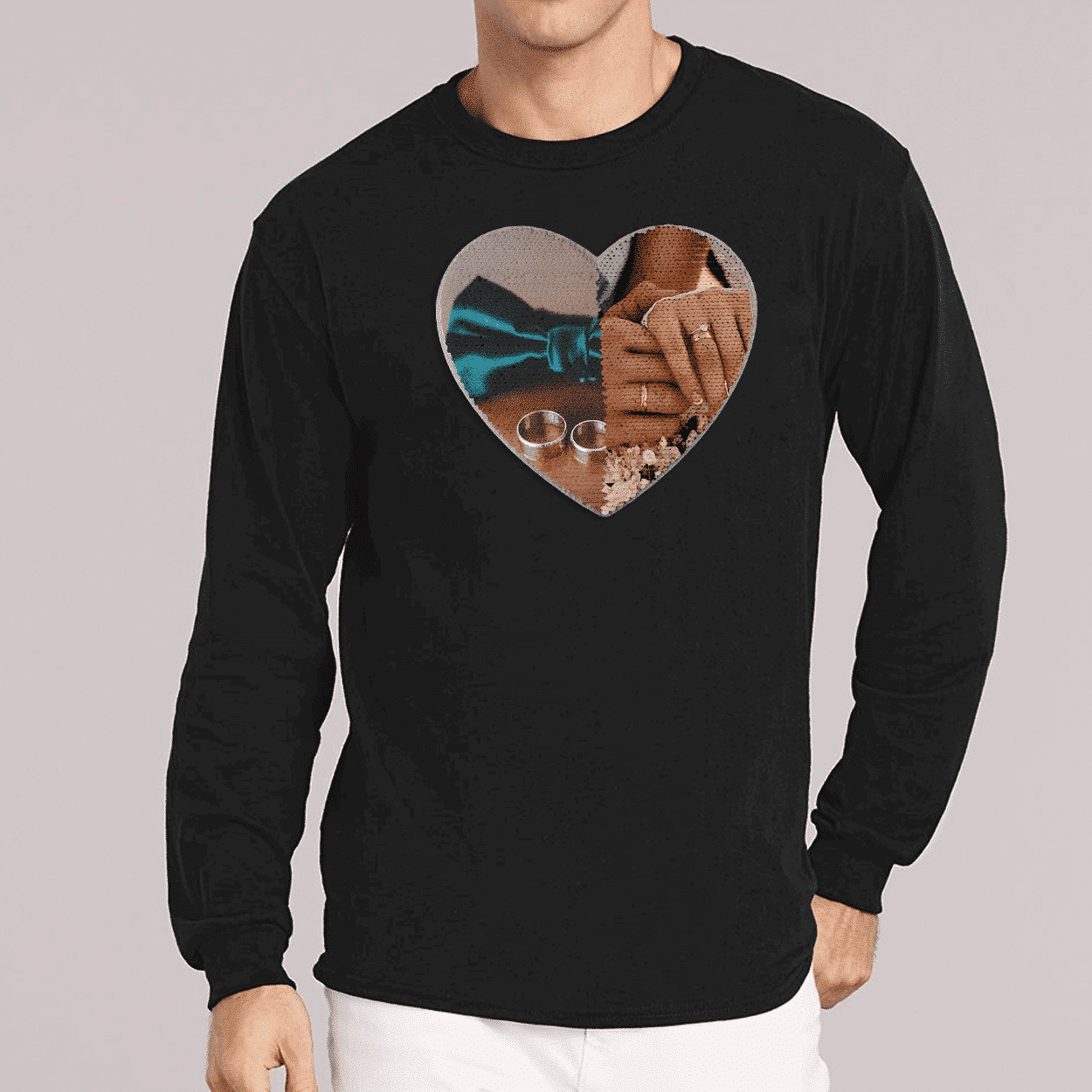 Sequin Long Sleeve Shirt for Adults - Double Sided Print
