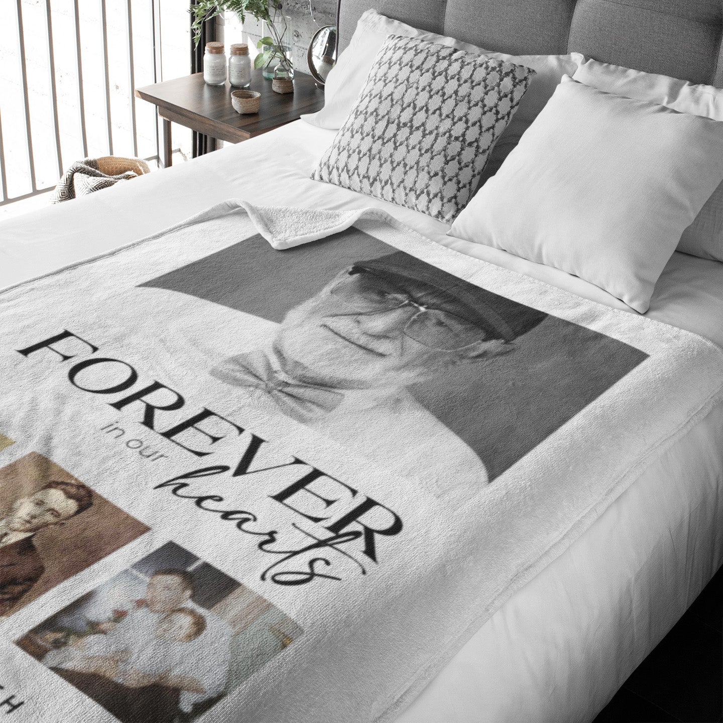 Forever in Our Hearts Memorial Photos Premium Fleece Photo Blanket