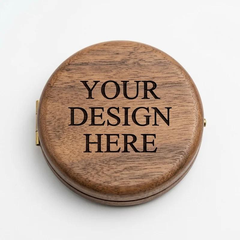 Custom Solid Wood Pocket Mirror
