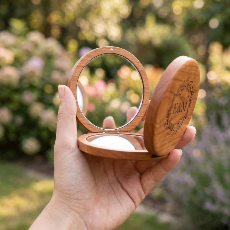 Custom Solid Wood Pocket Mirror thumb 2
