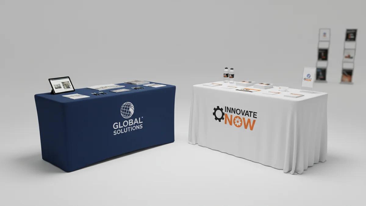 Trade Show Table Covers: Custom Fitted vs Draped — Which Is Right?