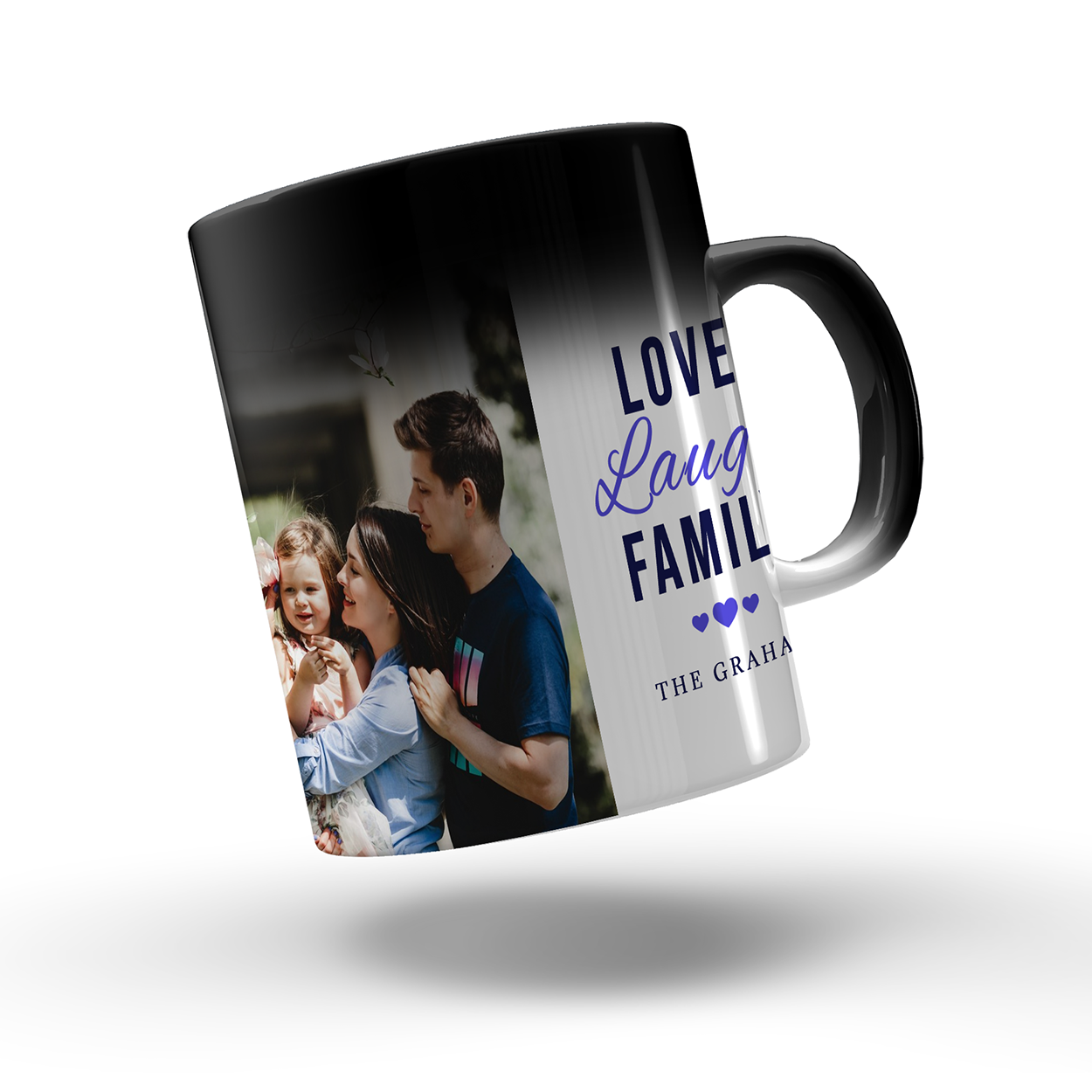 Custom Love Laugh Family Heat Activated Magic Mug