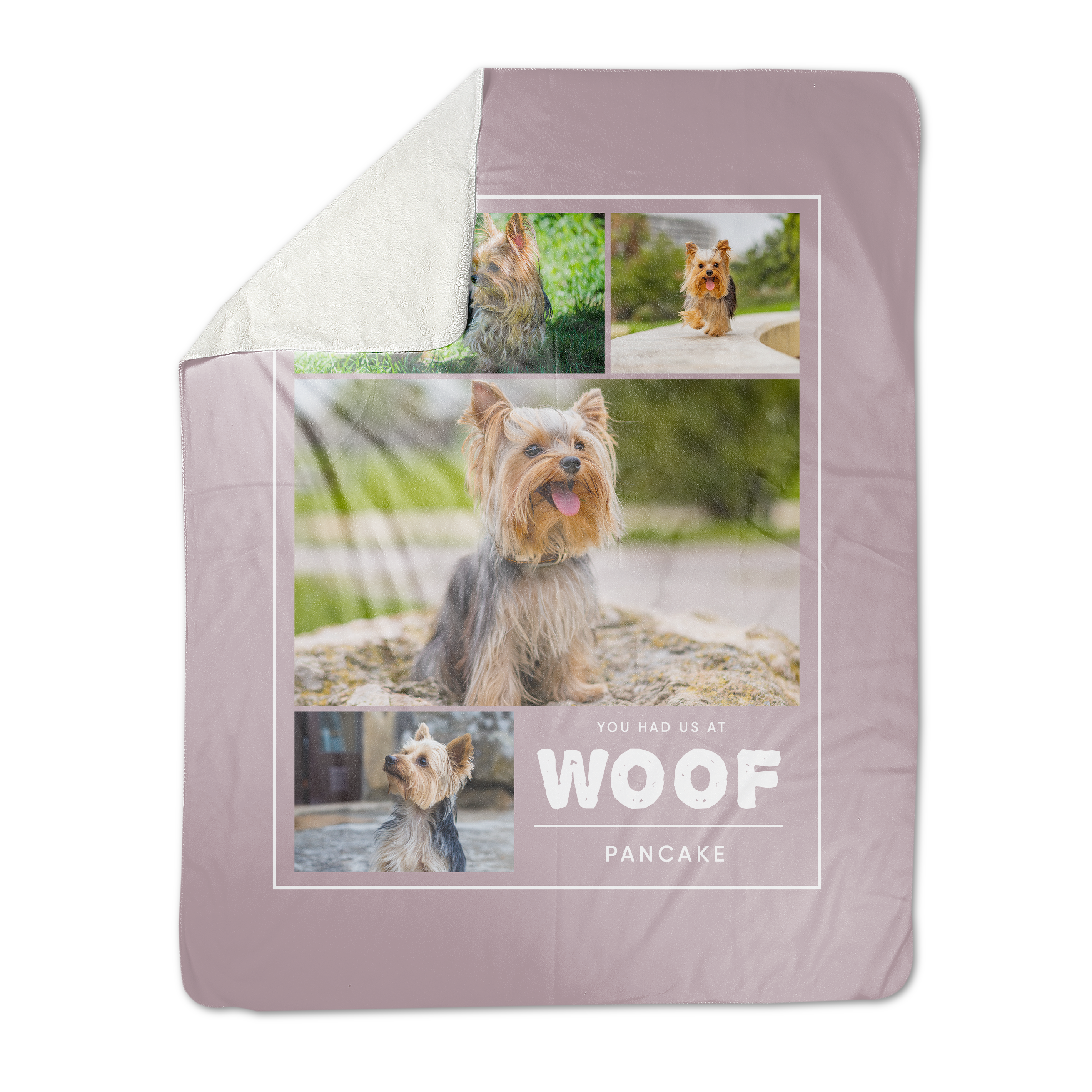 Collage You Had Us At Woof Premium Fleece Photo Blanket