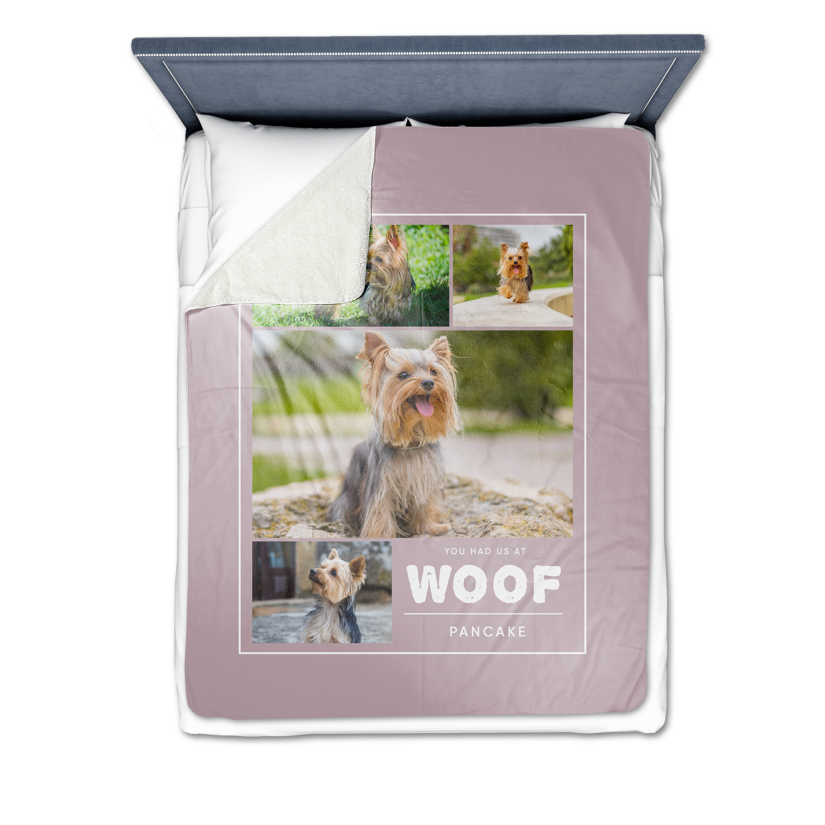 Collage You Had Us At Woof Premium Fleece Photo Blanket