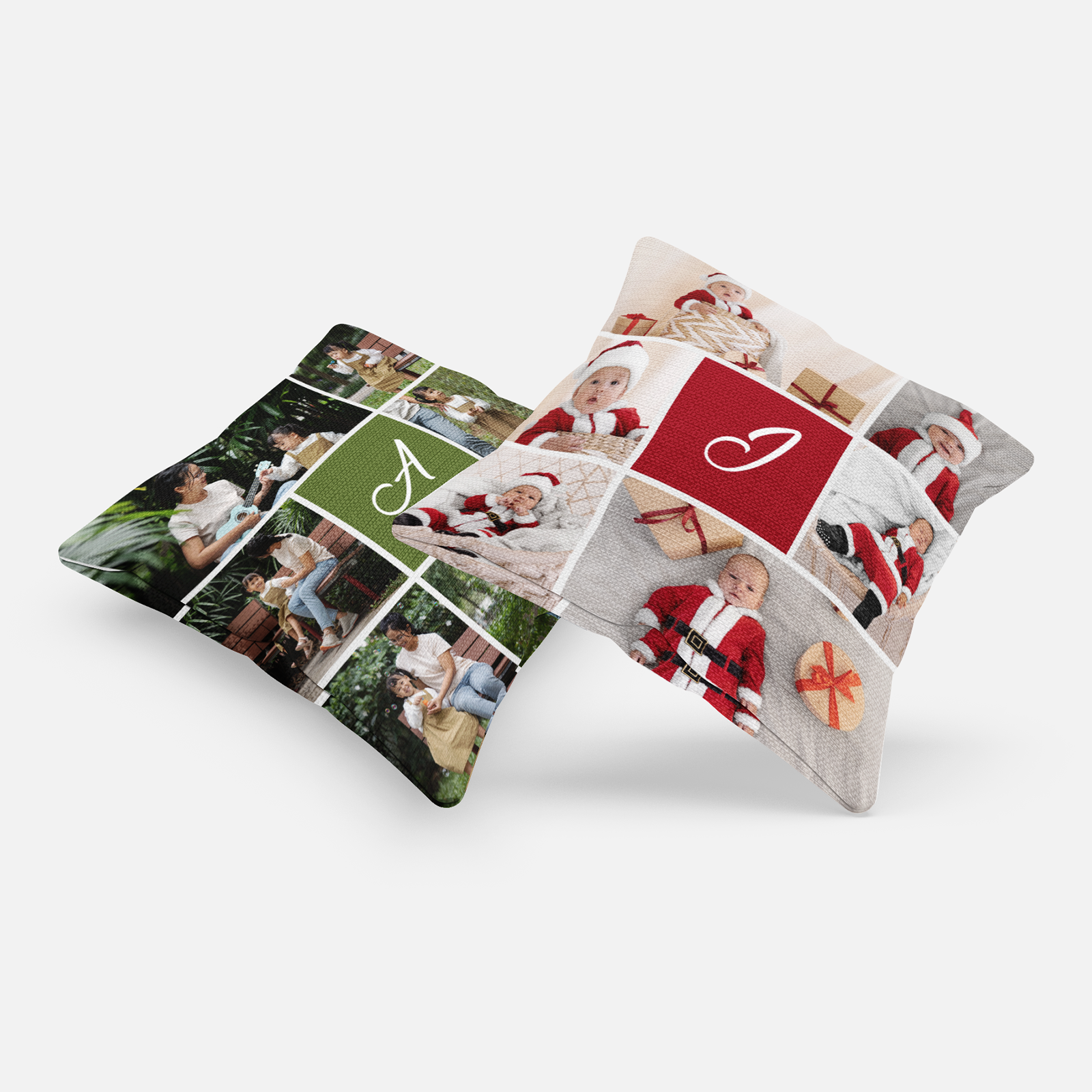 Gallery Collage with Monogram Photo Pillow