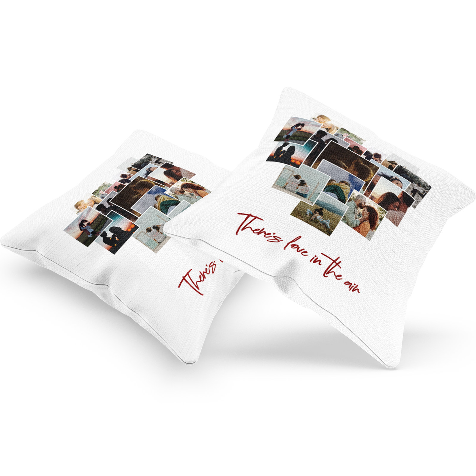 Polaroid Frame Heart Shaped Collage Pillow