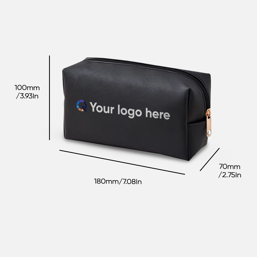 Custom Logo Striped Leather Cosmetic Bag