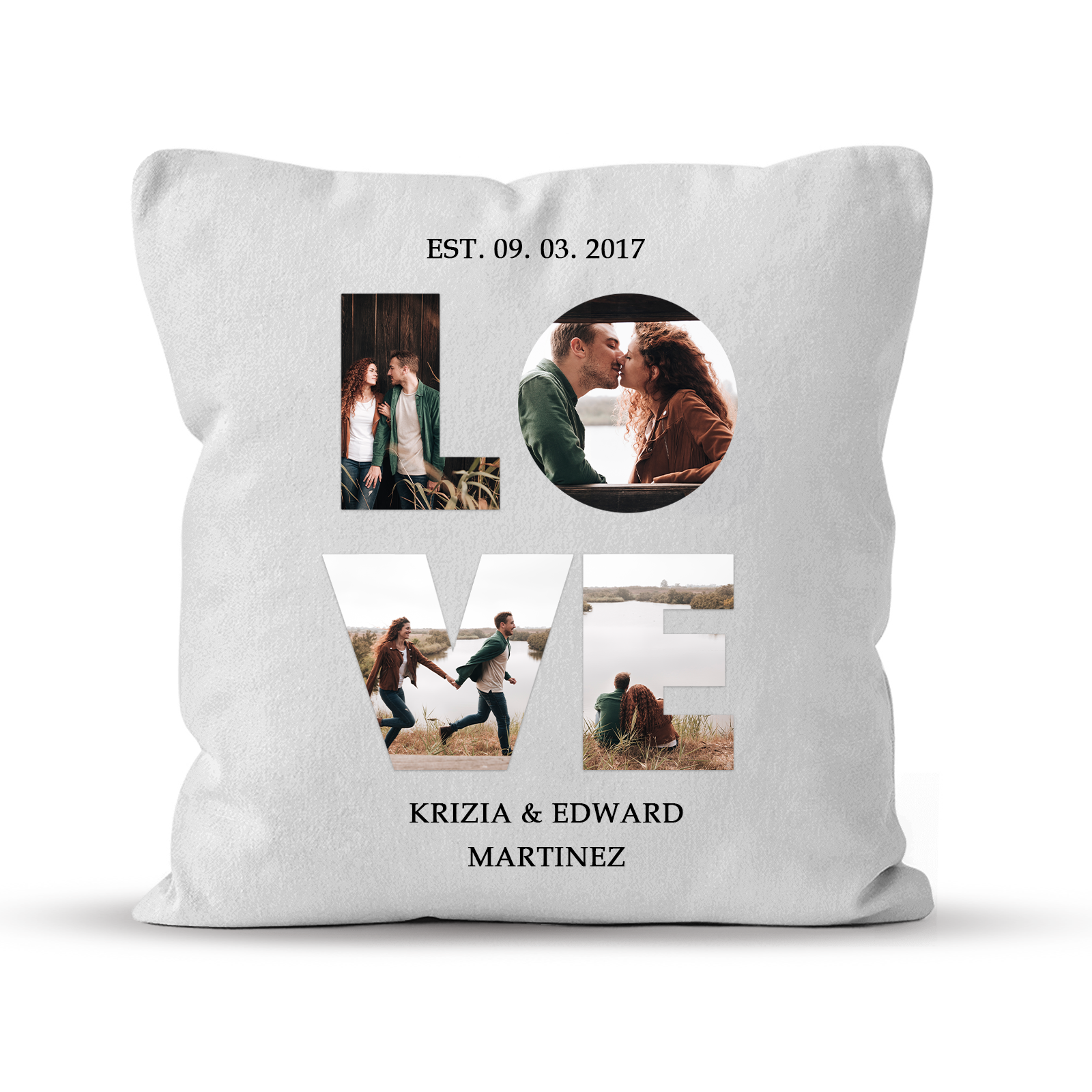 Love Letter Shaped Collage Photo Pillow