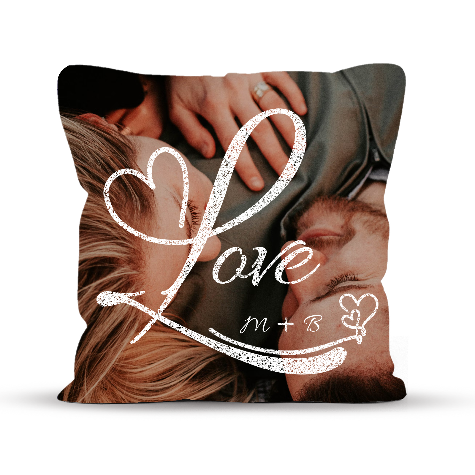 Love Script Overlay with Editable Photo Pillow