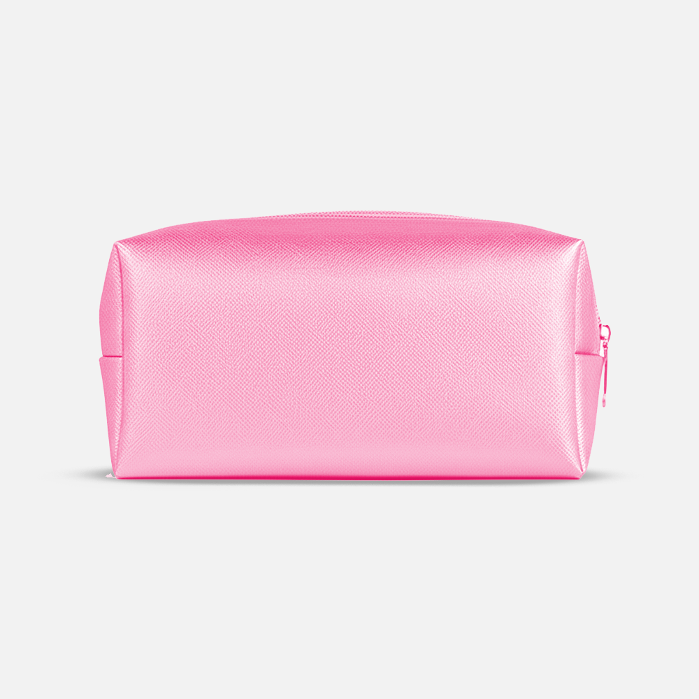 Custom Logo Striped Leather Cosmetic Bag