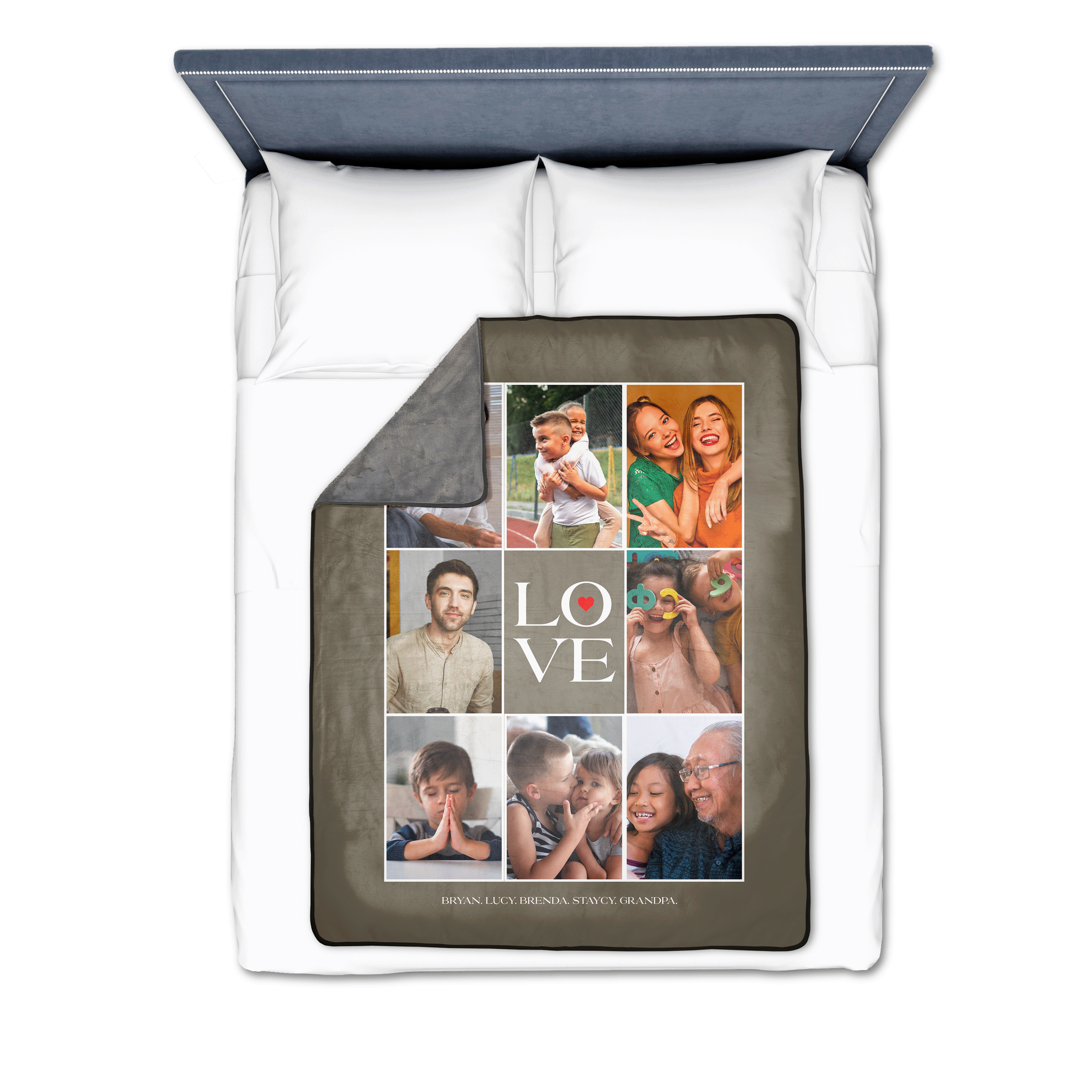 Love Grid Photos with Text Premium Fleece Photo Blanket