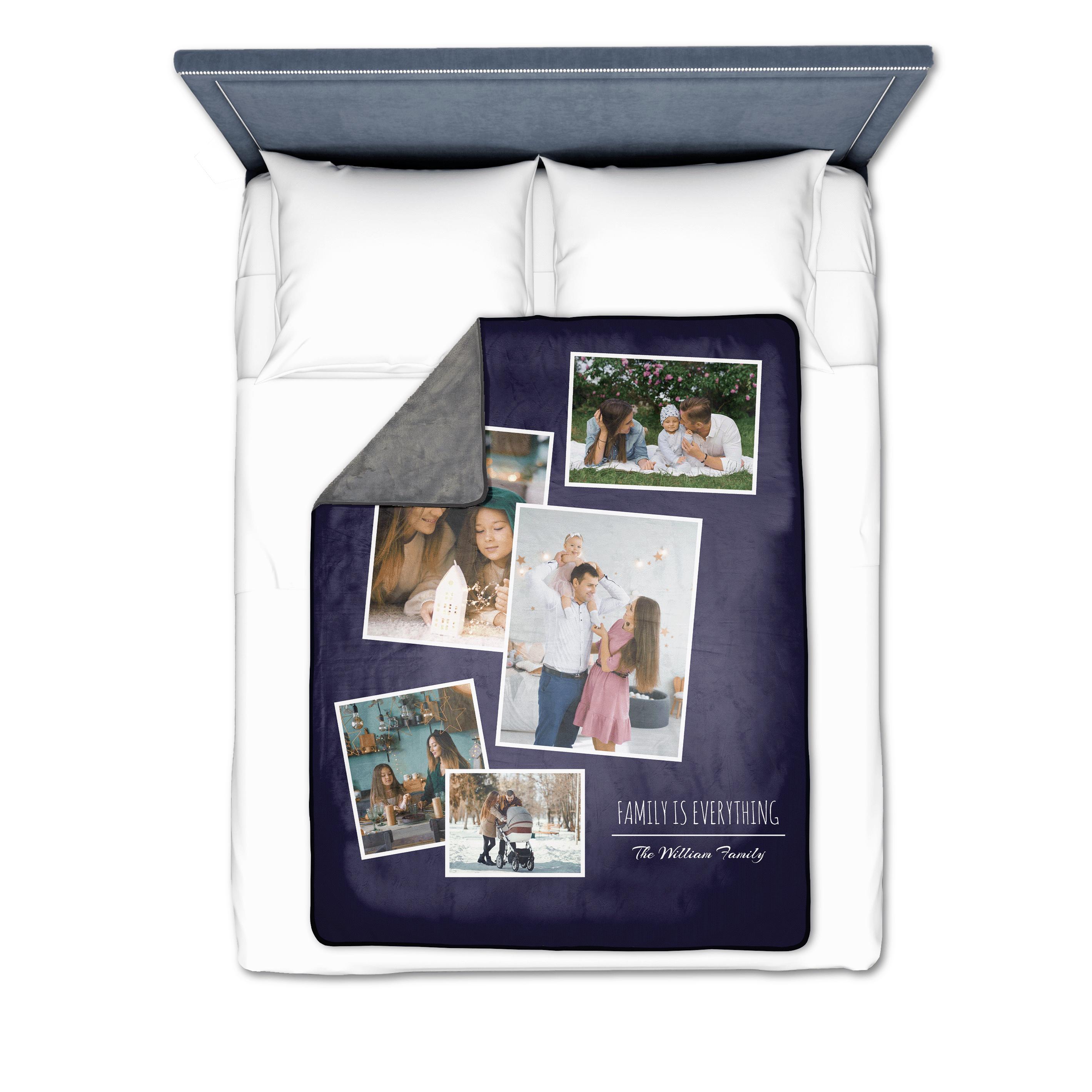 Tilted Pictures Collage Family is Everything Premium Fleece Photo Blanket