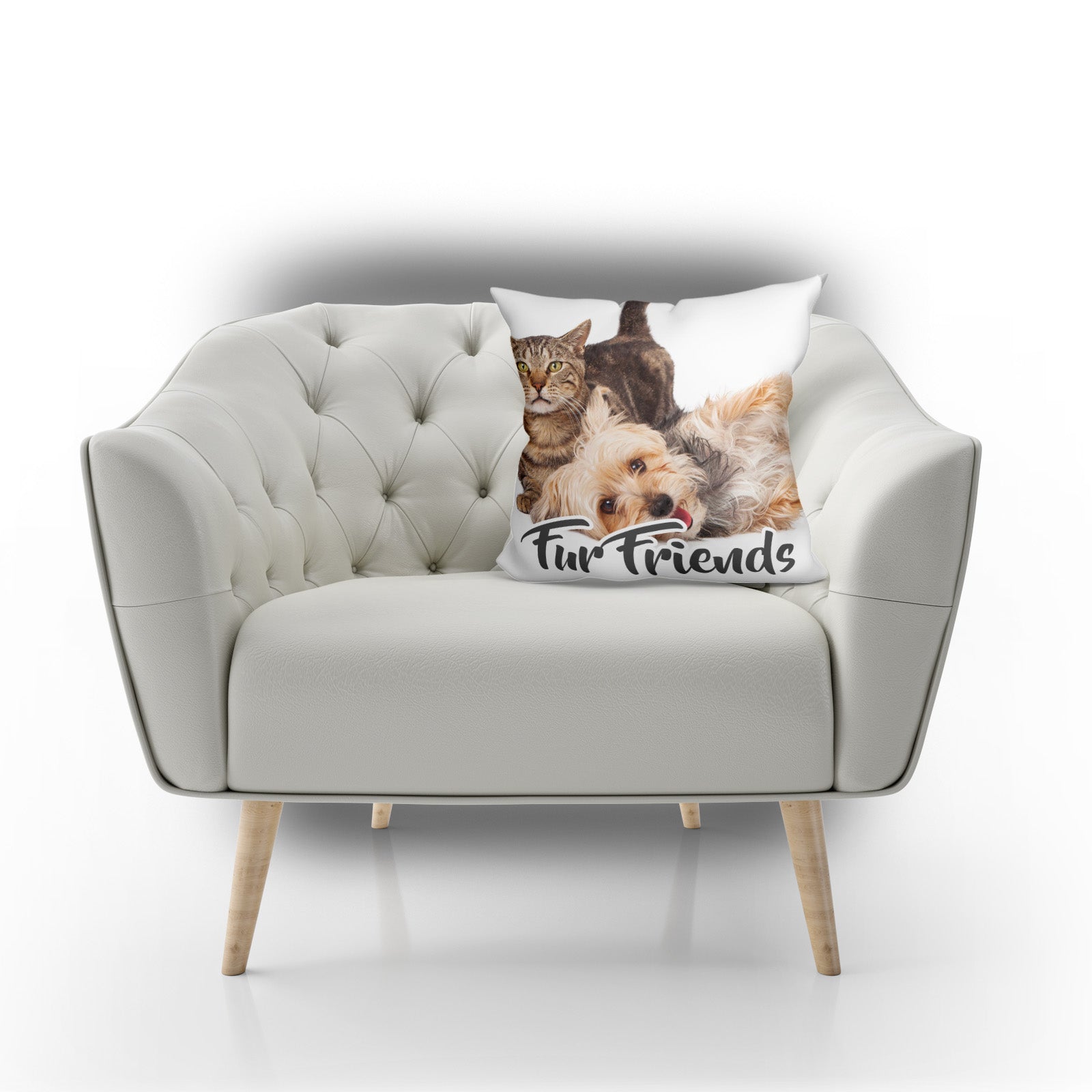 Fur Friends Custom Photo Pillow with Text Overlay