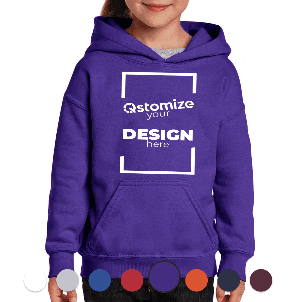 Custom Gildan - Heavy Blend™ Youth Hooded Sweatshirt - 18500B Purple-Qstomize.com