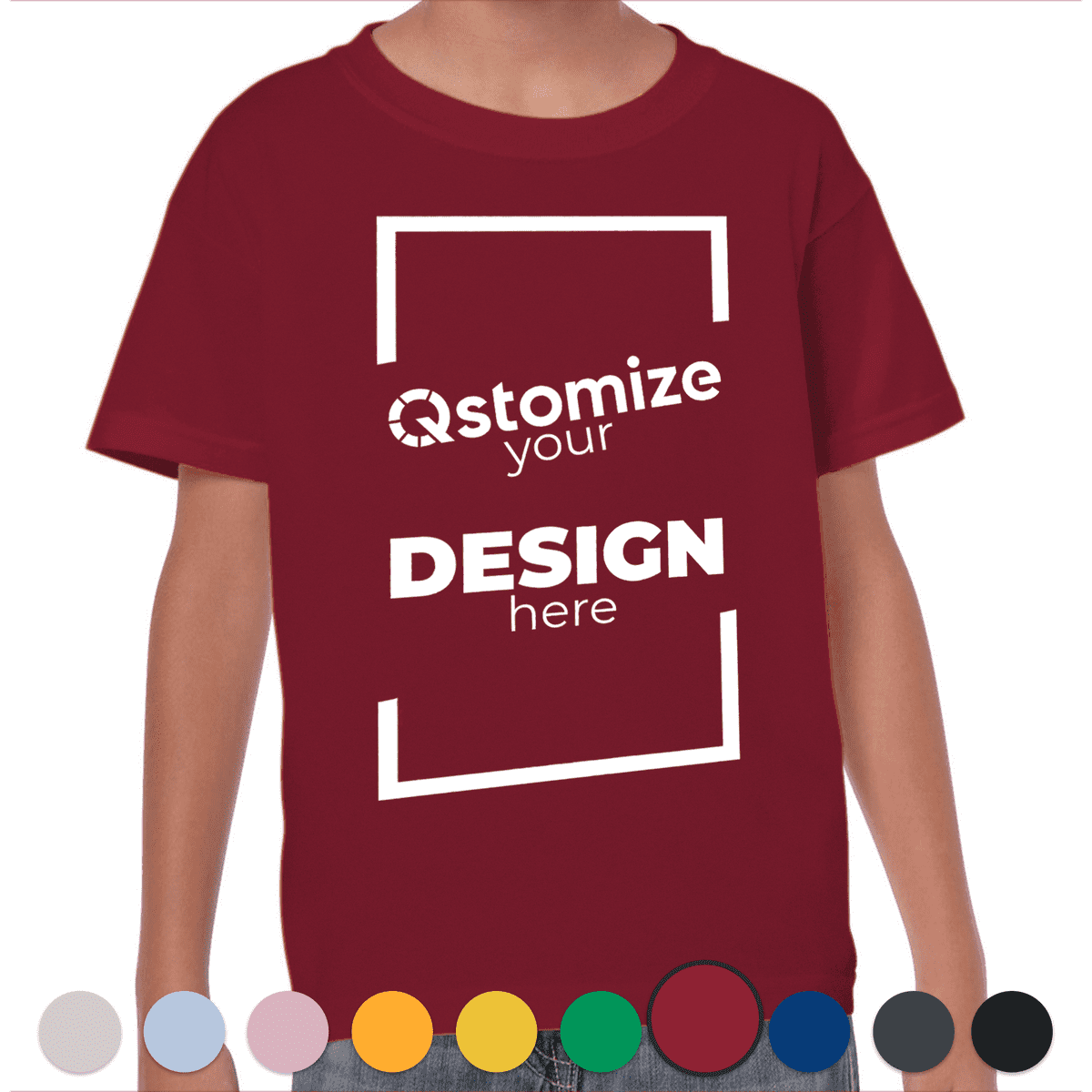 Custom Gildan - Heavy Cotton™ Youth T-Shirt - 5000B Cardinal Red-Qstomize.com