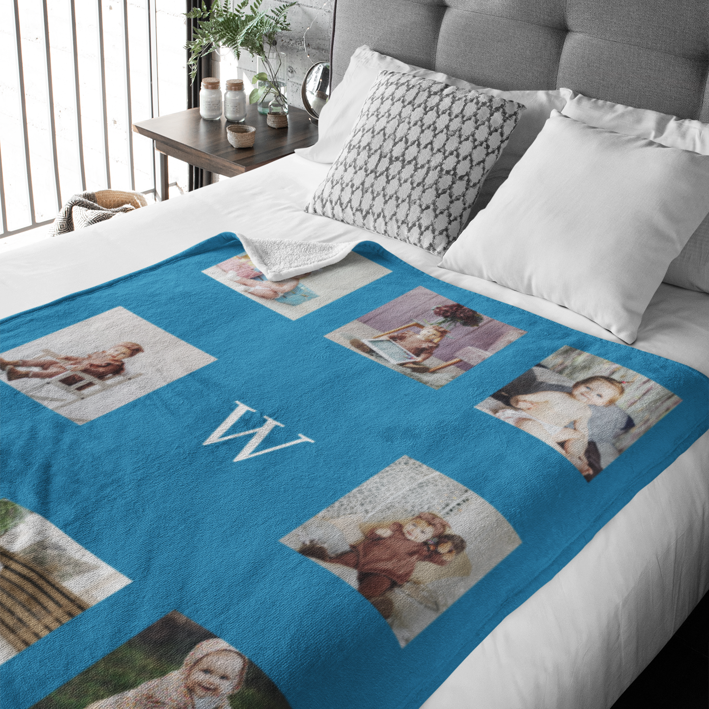 Photo Gallery with Monogram Premium Fleece Photo Blanket